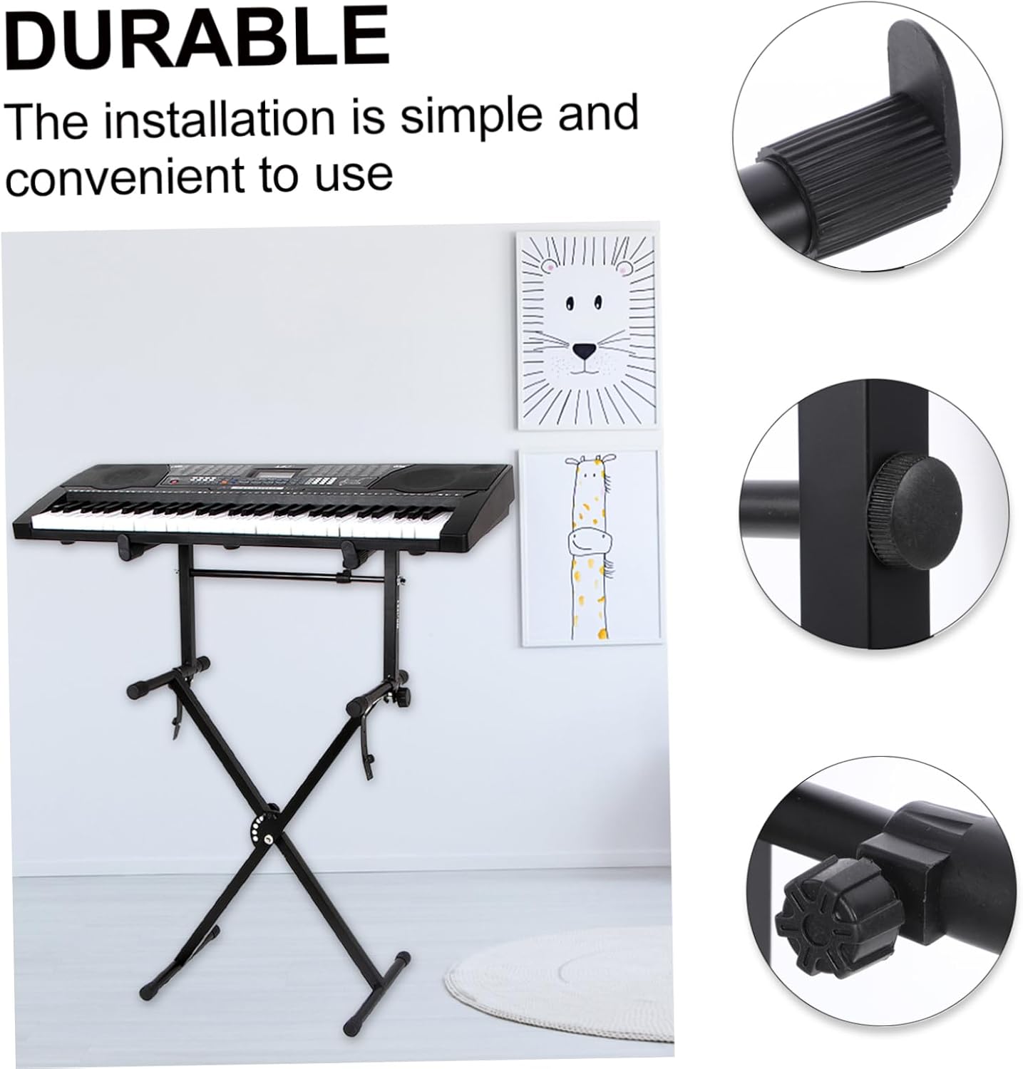 Piano Keyboard Stand Electric Organ Rack Sturdy Construction Detachable Portable Design for Home Stage and Church Use