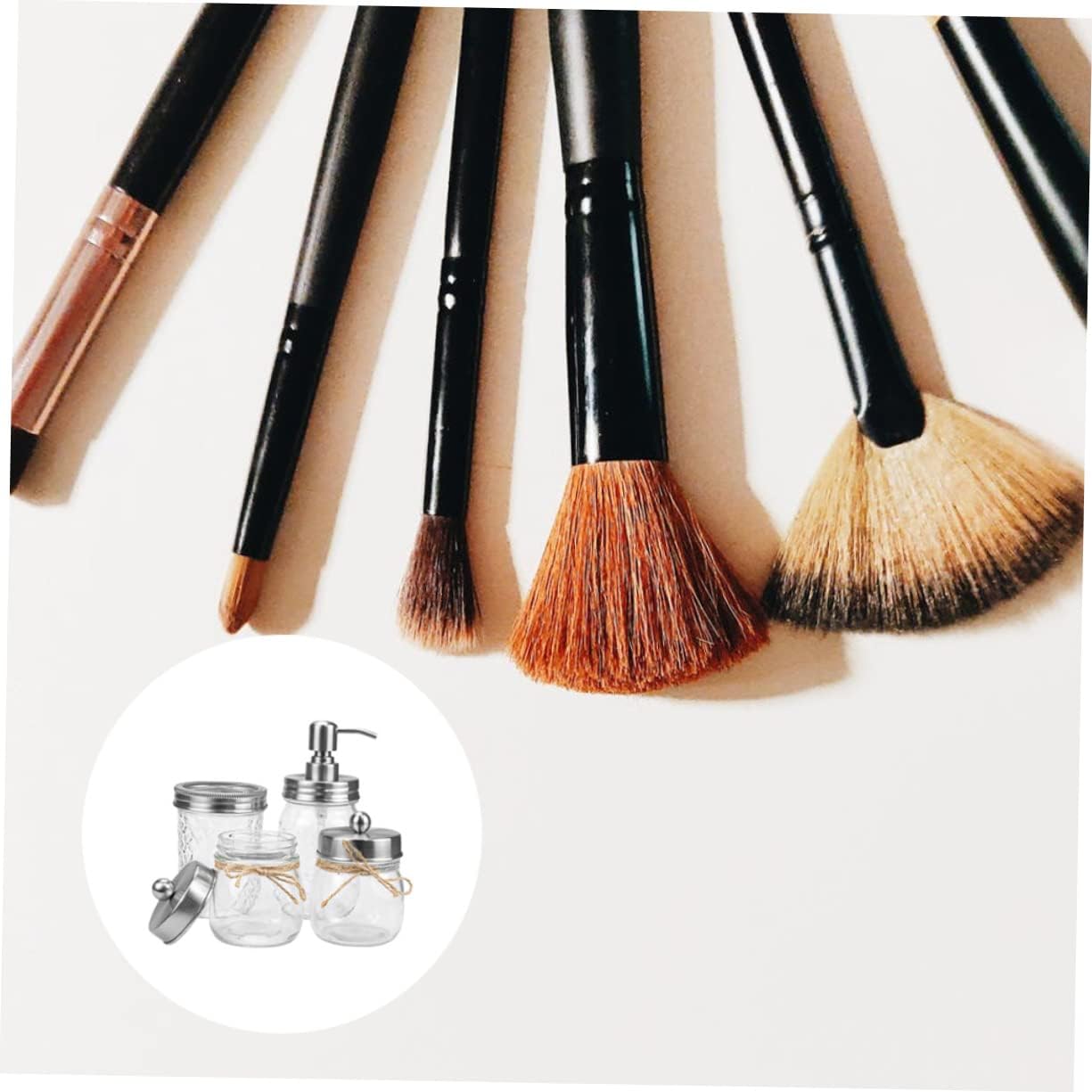 Toothbrush Cup Set Mason Jar Bathroom Accessory Kit Includes Toothbrush Holder and Shower Gel Dispensing Bottles Sleek Silver Design for Home Hotel Use