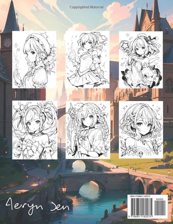 Miniatura 2 de Anime Coloring Book Magical Girls Manga Art & Anime Enthusiasts Stress Relief Adult Coloring