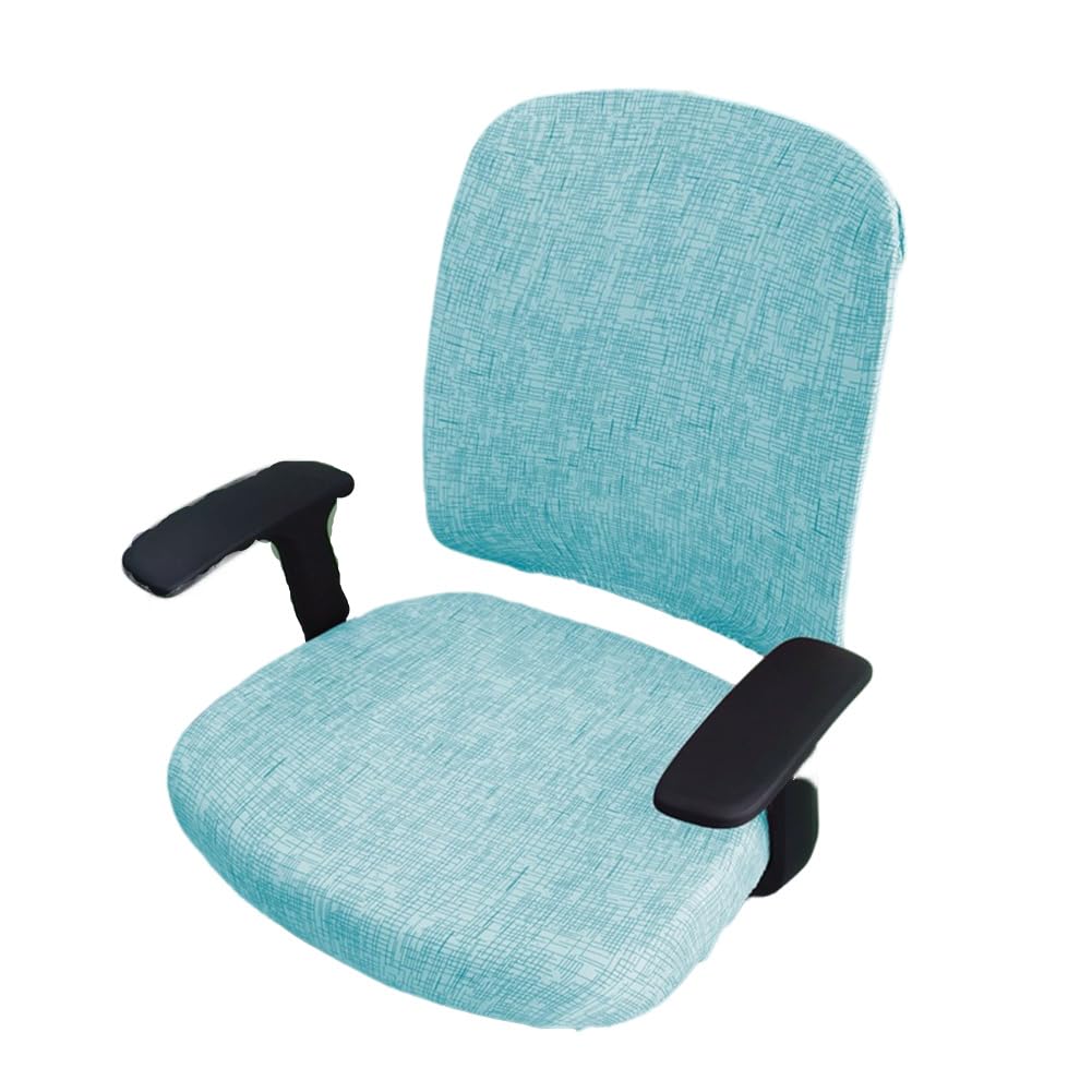 Morbuy 2pcs Funda Silla Escritorio de Split Estirable, Fundas Sillas Ajustables Funda Oficina Lavable y Cubierta Protectora Giratoria Silla para Silla de Ordenador Reposabrazos (Turquesa)