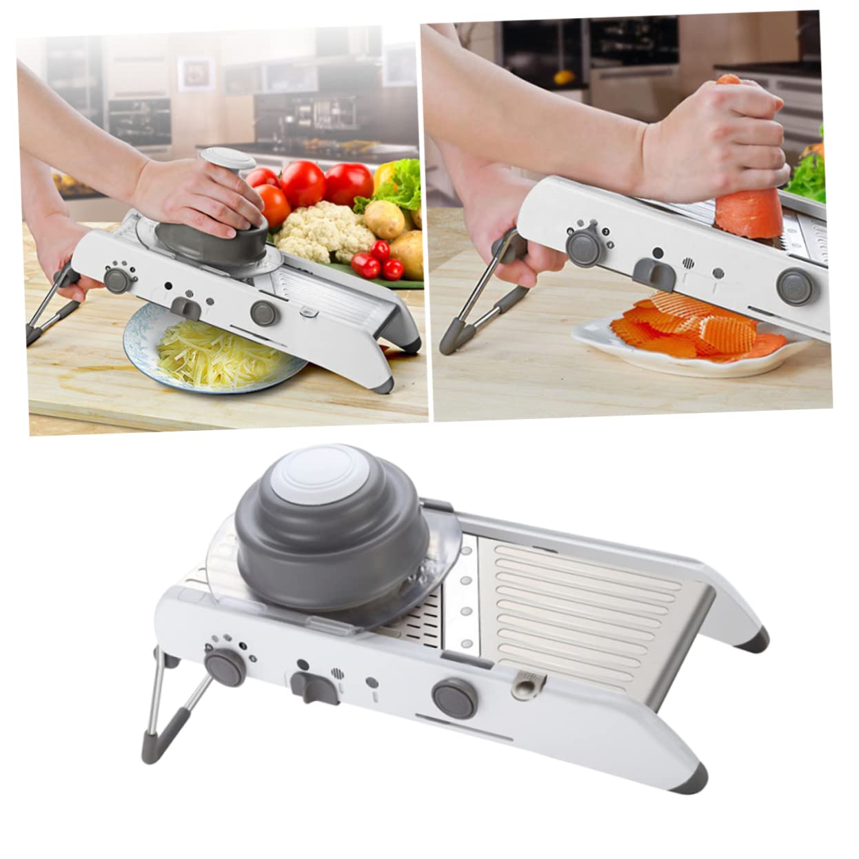 STOBAZA Adjustable Stainless Steel Vegetable Chopper Cheese Grater Multi Function Food Slicer with Interchanging Drums for present
