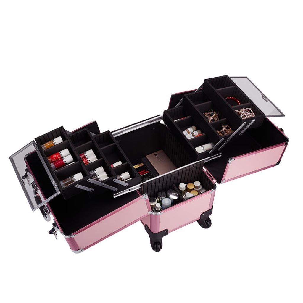 Aufbewahrungswagen, Make-Up-Trolley, 2-In-1-Rollen-Make-Up-Reisekoffer, Beauty-Make-Up-Tasche, Kosmetik-Organizer Auf Rädern/Black