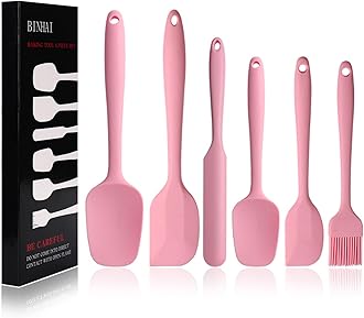 Sponsored Ad – Silicone Spatula Set - Pink 6 Piece Non - Stick Rubber Spatula with Stainless Steel Core - Heat-Resistant Kitchen Utensils Set for Cooking, Baking and Mixing
