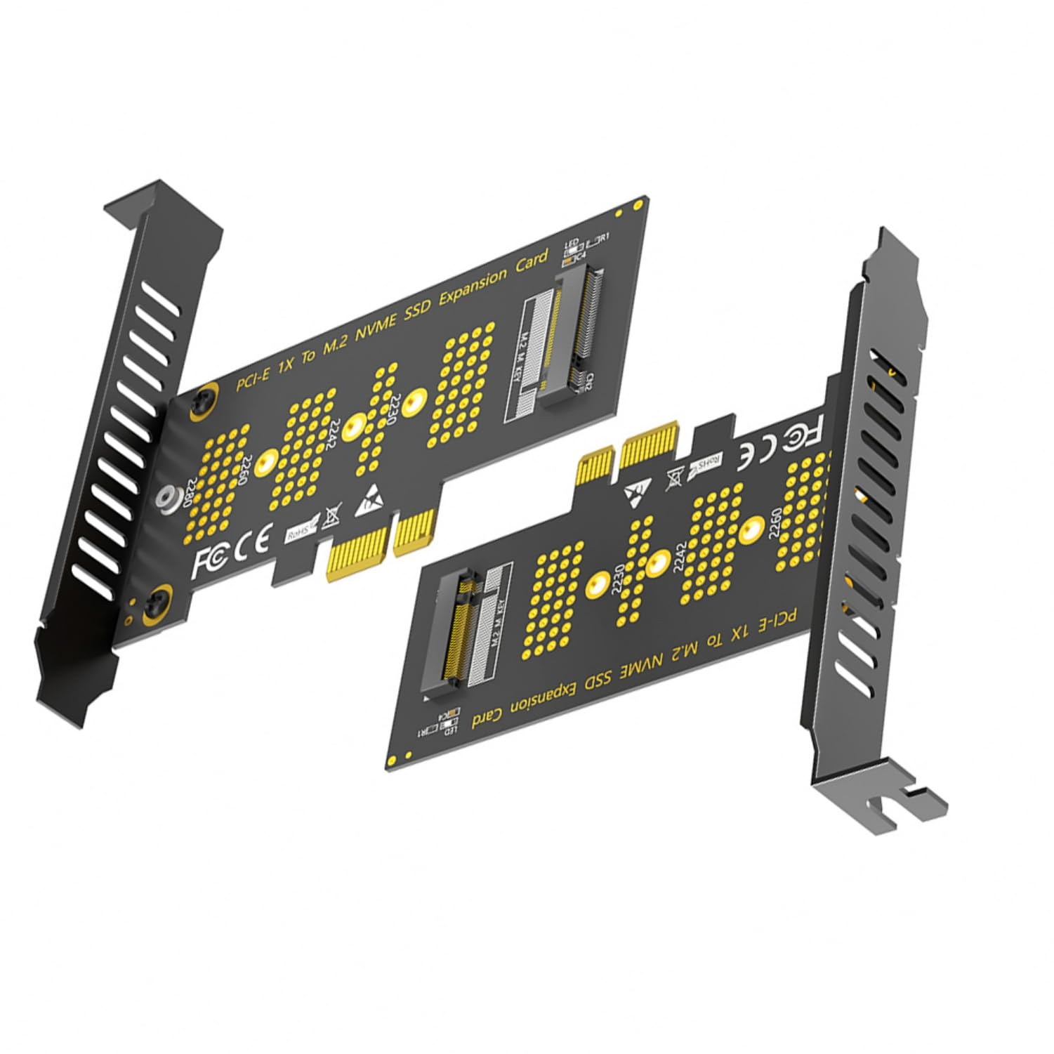 KAGAUOAS PCI-e 1X 4X to M.2 NVMe SSD Expansion Card, NGFF NVMe M.2 Key M SSD to PCI-E 3.0 X1 X4 Adapter- Support 2230/2242/2260/2280 SSD Sizes with LED Indicator (M.2 Key M to PCI-E X1)