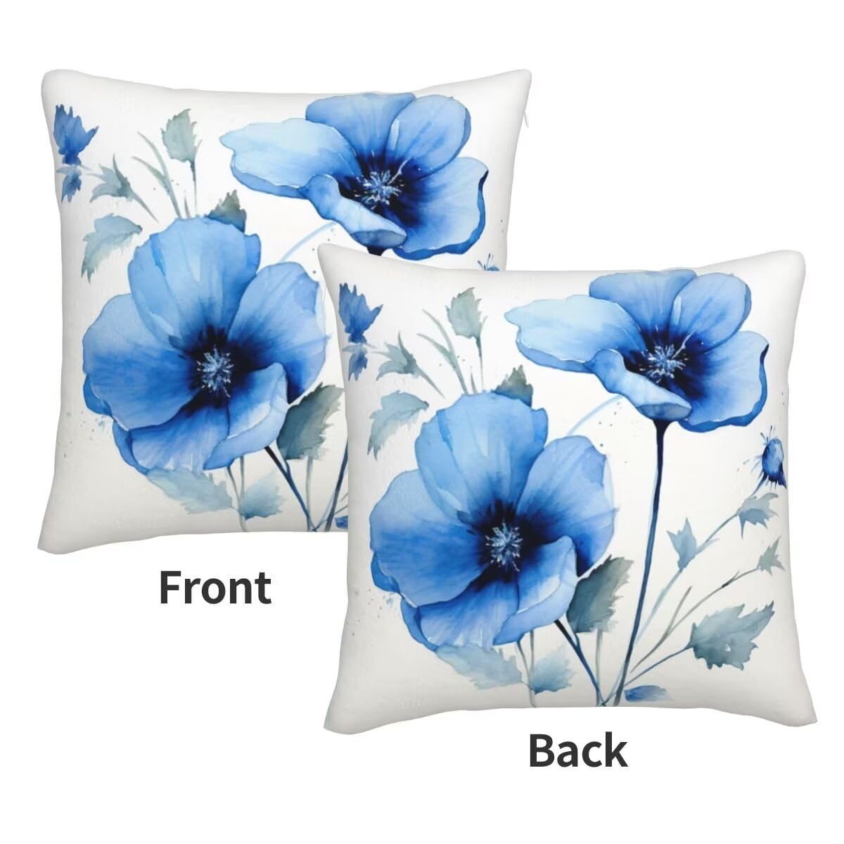 Federe Cuscini Divano 65x65 cm Set di 2 in Velluto Copricuscini Divano, Federe Cuscini Fiore Blu Decorativi Cuscini per Divano, Federe Cuscino Divano per Soggiorno, Camera da Letto Room Decor -TR254