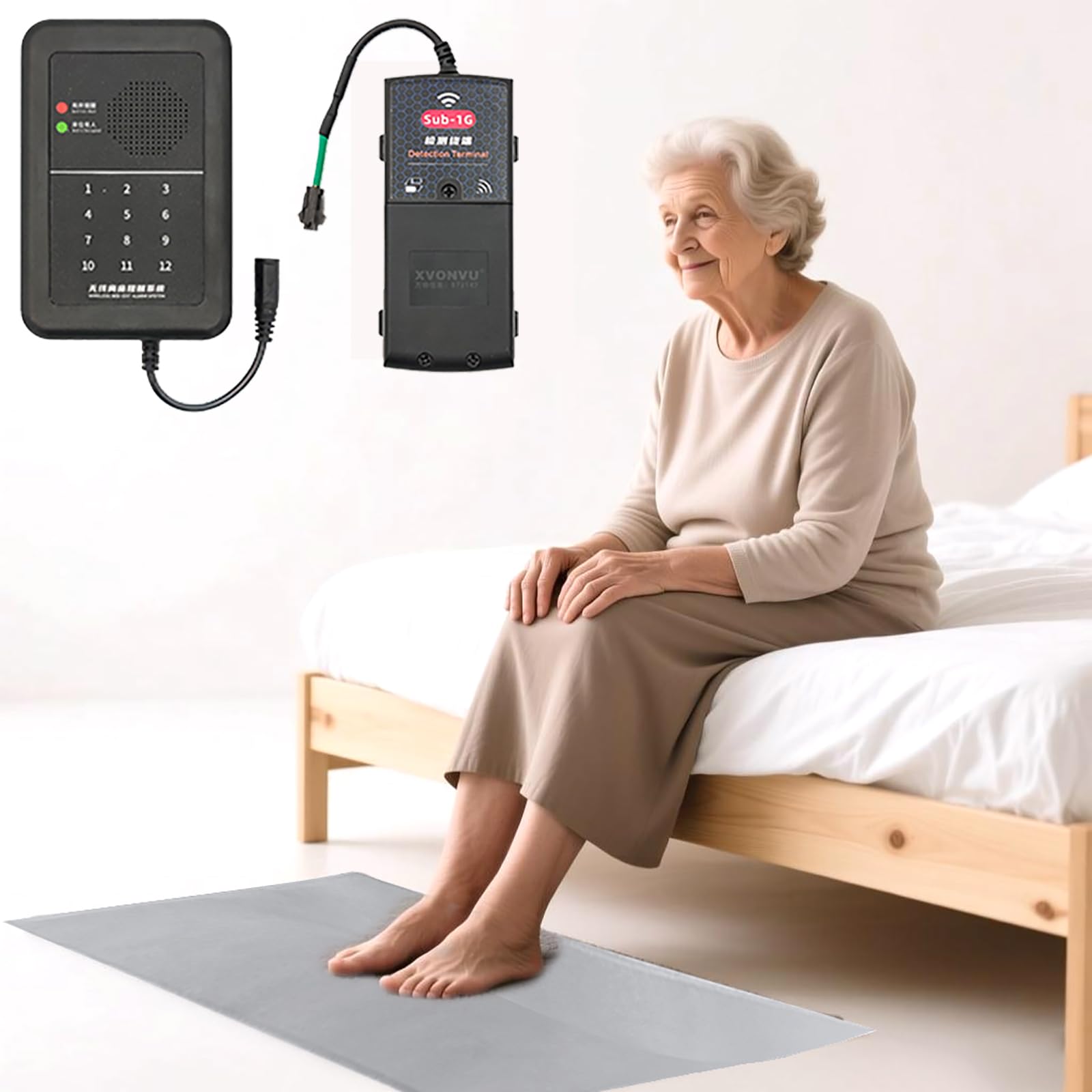 Tapete Inteligente Para Cuidadores, Alarma De Salida De Cama Para Personas Mayores, Con Alertas De Voz Y Luz Intermitente, Ideal Para Recordatorios De Salida De Cama, Cuidado De Personas Mayores