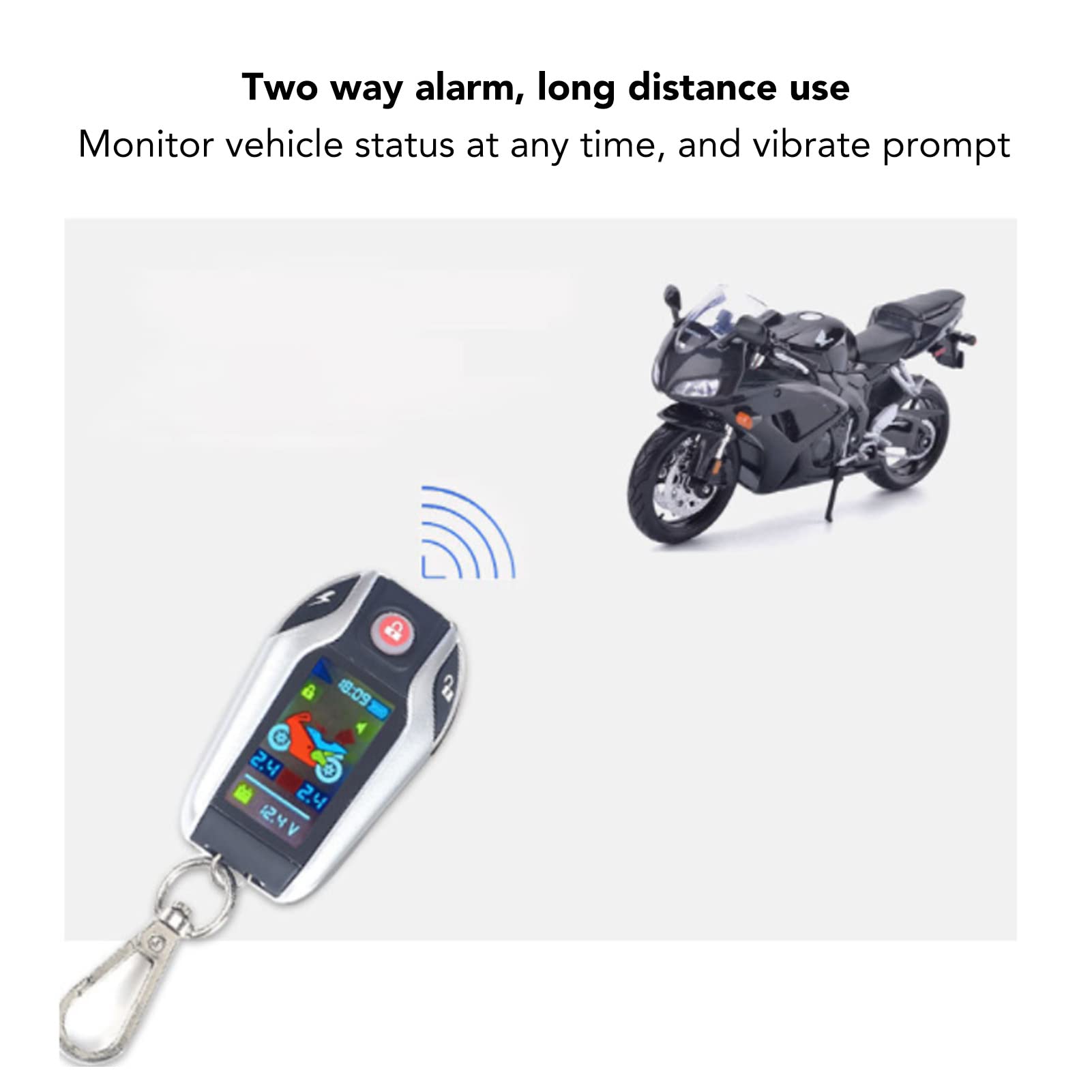 SystèMe de SéCurité de Voiture à 2 Voies Alarme de Moto Antivol Multifonctionnel éTanche Verrouillage Automatique 12V Universel pour Les VéHicules Hors Route avec jauge de Pression des pneus