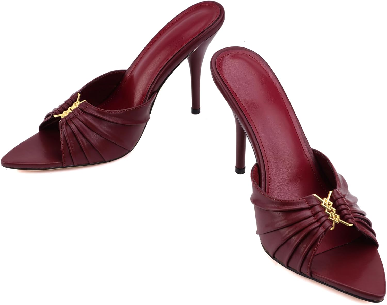 3.7-inch Women's Stiletto Mule Pointed Toe Open Toe High Heel Sandals Sexy Evening Dress Party Shoes - Image 6