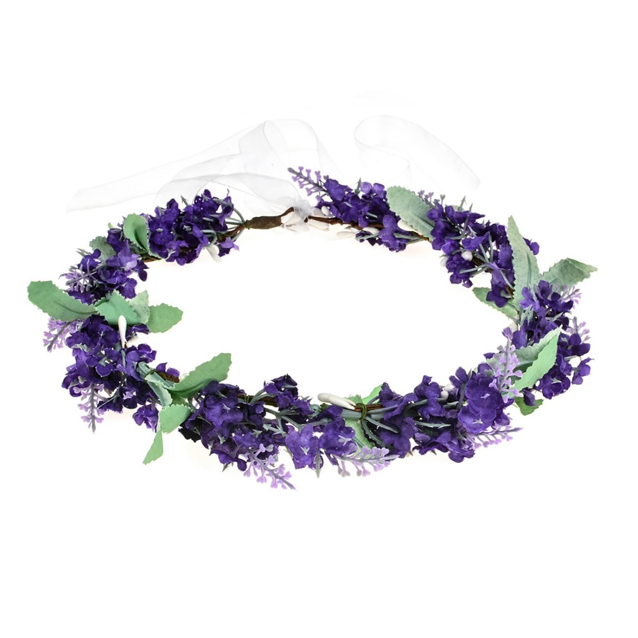 Merroyal Women's Purple Floral Crown Headband, Artificial Lavender Wreath Hair Accessory For And Girls (Purple)