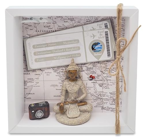 ZauberDeko Geldgeschenk Verpackung Urlaub Reise Thailand Indonesien Buddha mit personalisierbarem \'Boarding Pass\'