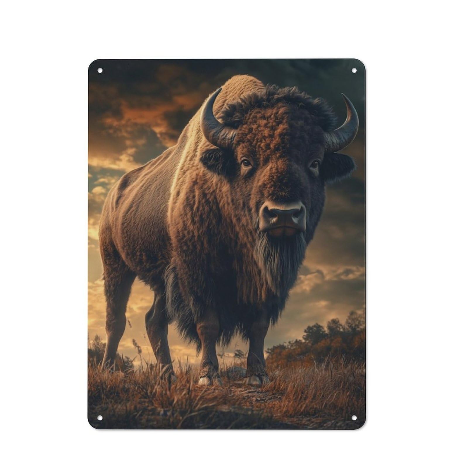 Junmoney Bison’s Stance Vintage Metal Plaque 40X30cm For Dining Room Or Kitchen, For Home Decor Collectors Refreshing A Room In Autumn