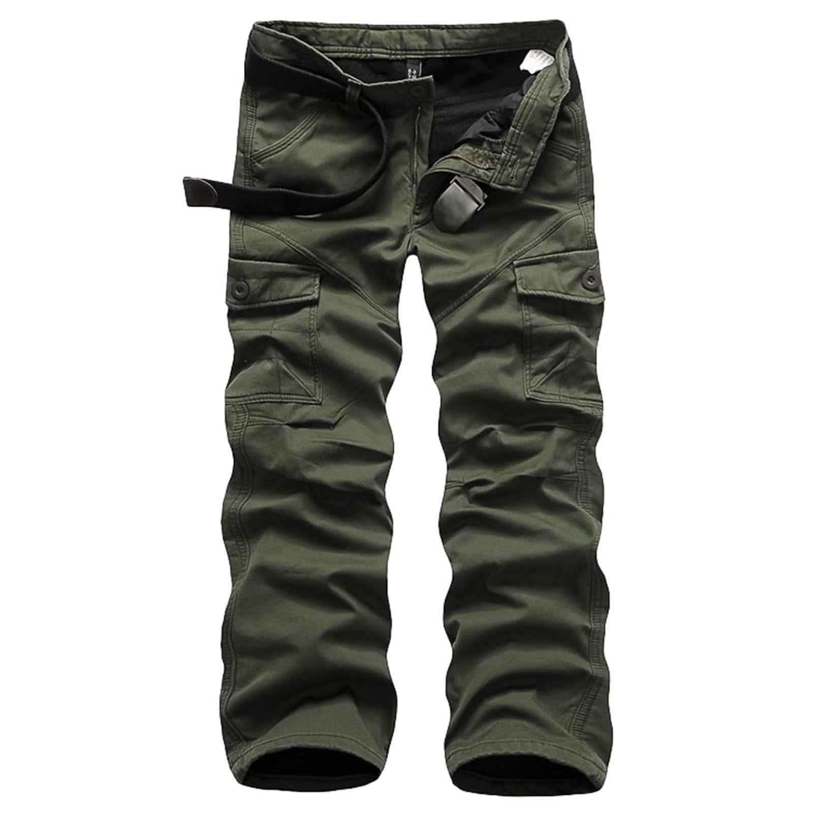 Mens Warm Fleece Lined Cargo Trousers Combat Work Trousers Thermal Pants for Hiking Walking Skiing,6 Pockets