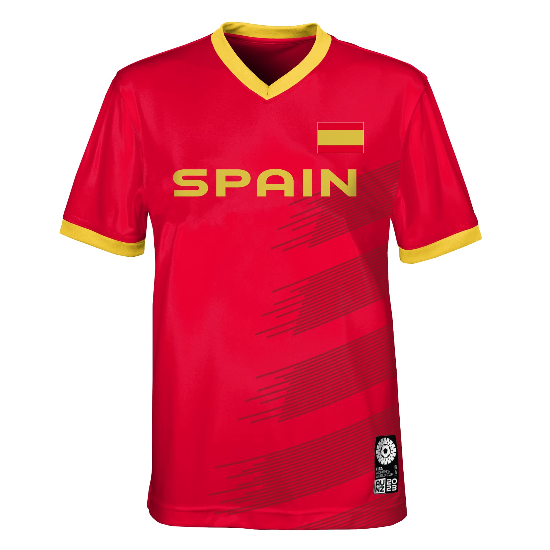 Official 2023 Women's Football World Cup Adult Team Shirt, Spain, Red, X-Large