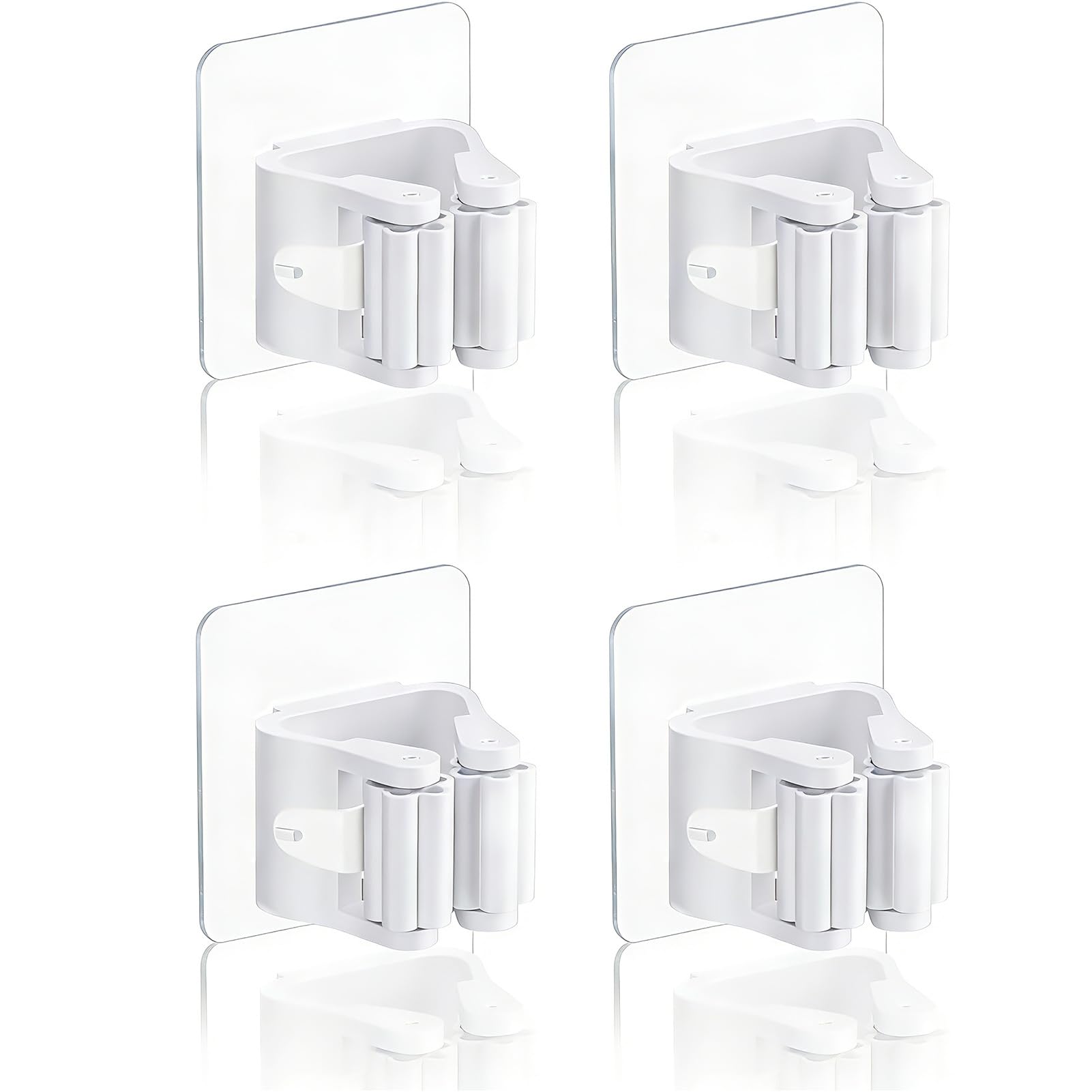 WENRENMK 4 Stück Besenhalterung Wand Selbstklebend, Besenhalterung Wand Ohne Bohren, Wandhalterung Besen, Besen Halterung, Geeignet für Besenstiel, Küche, Bad, Garten, Garage