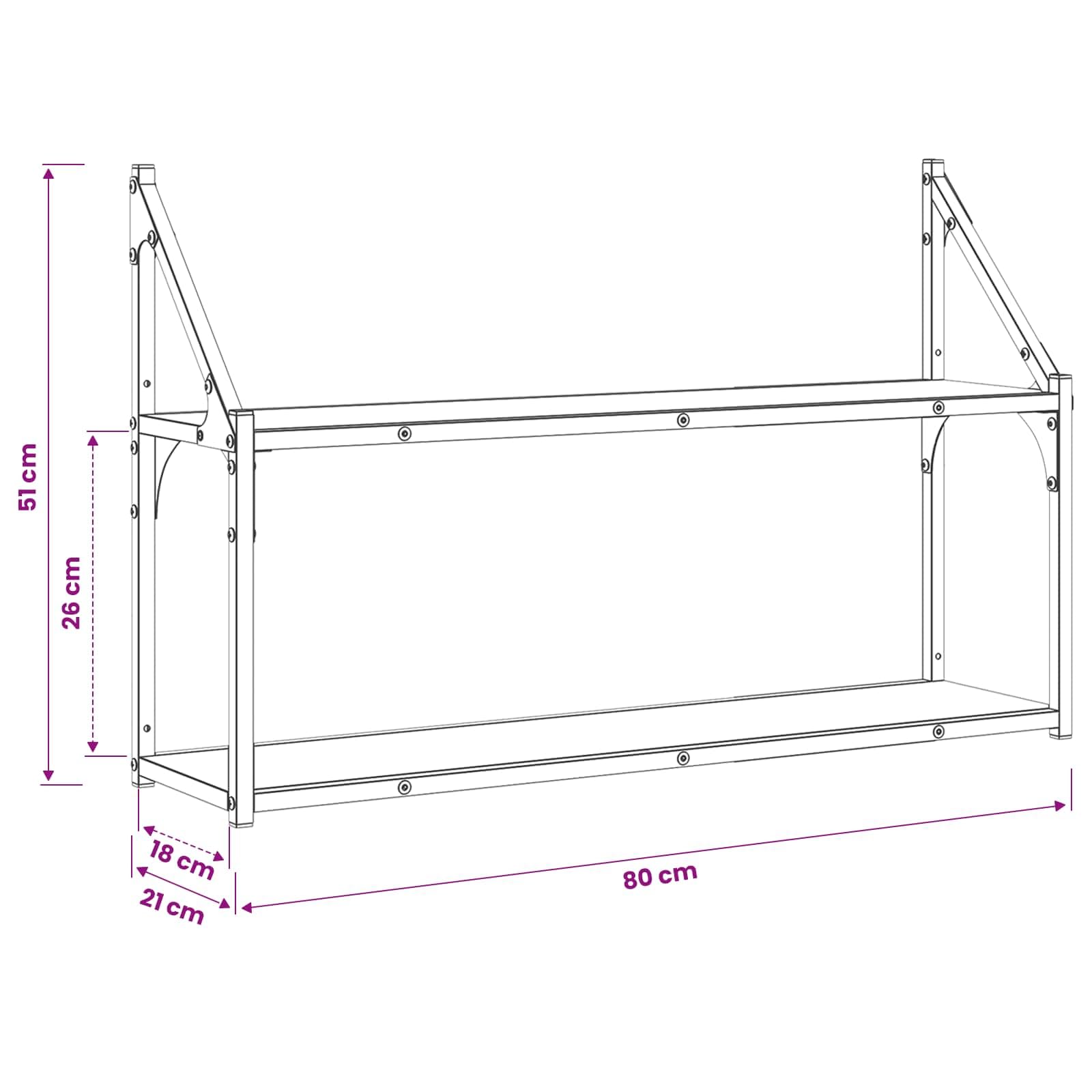 Mensola da parete montaggio a parete rovere artigianale 80x21x51 cm