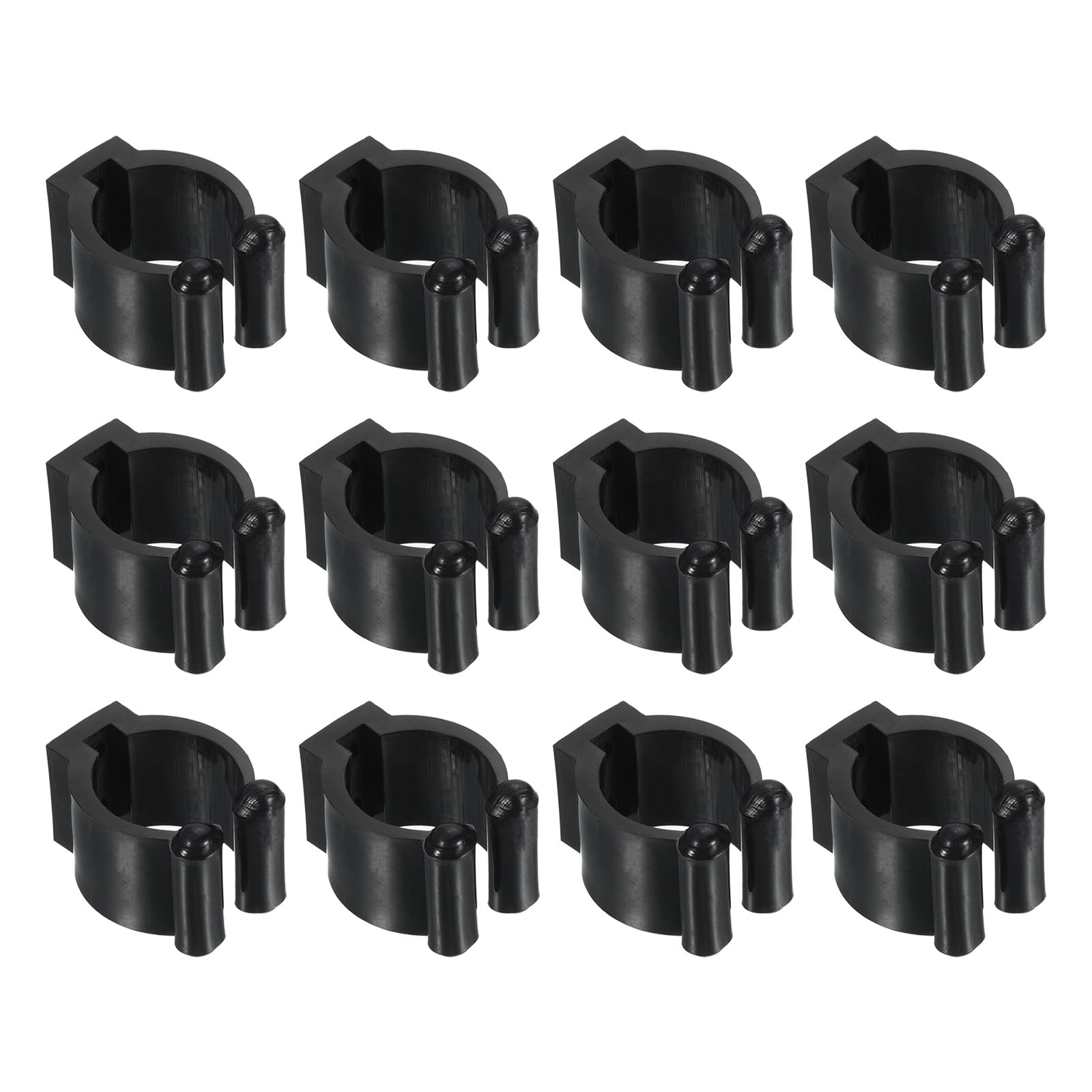 PATIKIL 23mm Dia Billiards Cue Locating Clip Holder, 12 Pack Plastic Snooker Clip for Fishing Rod Pool Cue Rack Storage, Black