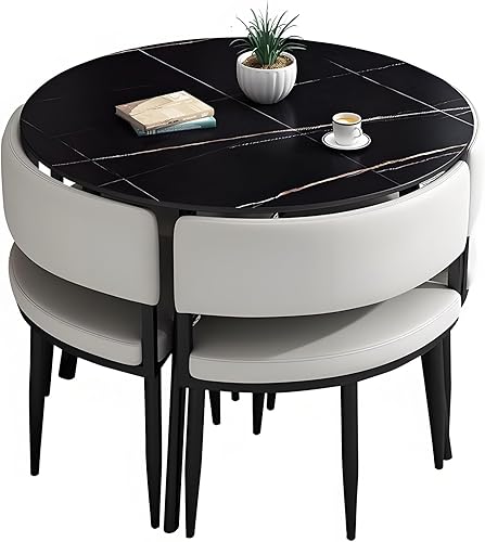 Miniatura 11 de YVYKFZD Juego de mesa y silla para sala de recepción de oficina, mesa de centro redonda simple para conferencias, juego de mesa de comedor de cocina