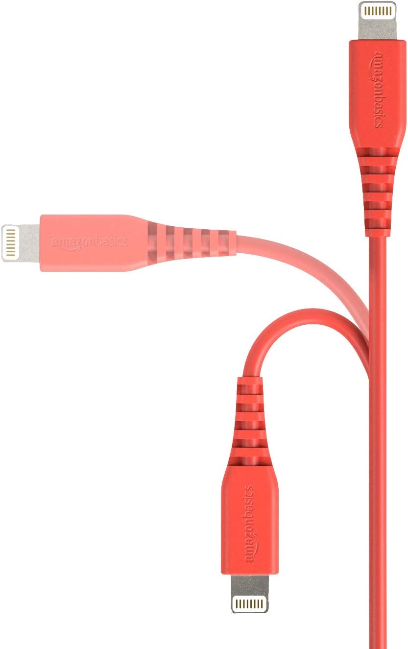Amazon Basics MFi-Certified Lightning to USB A Cable for Apple iPhone and iPad - 6 Feet (1.8 Meters) - Red