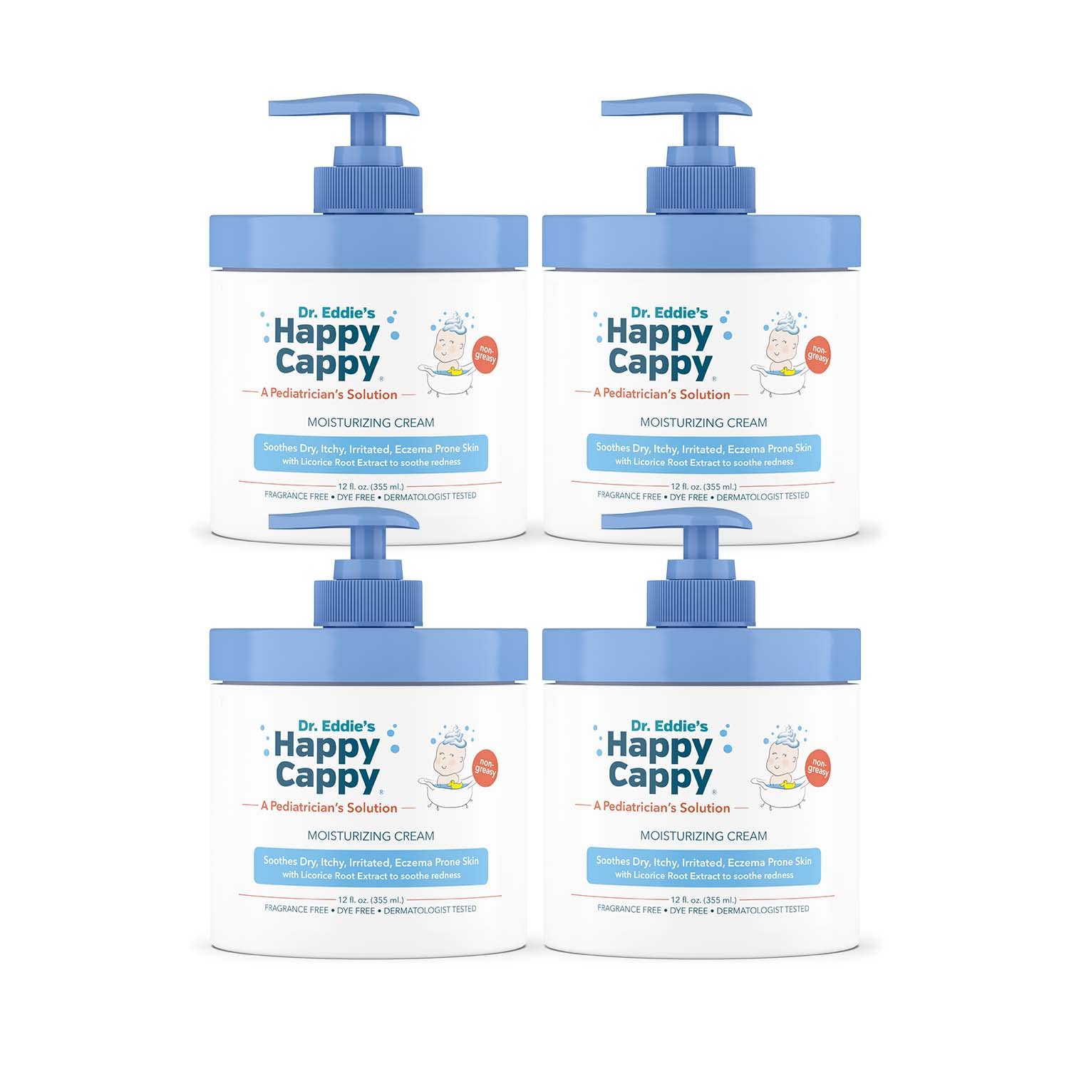Happy Cappy Moisturizing Cream - Baby Eczema Cream, Eczema Lotion for Kids, Pediatrician-Formulated, Gentle, Paraben Free, Hypoallergenic, Soothes Dry