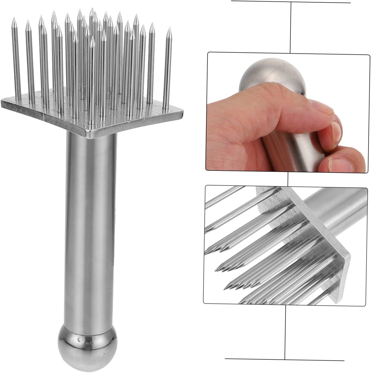 Amosfun Stainless Steel Meat Tenderizer Needle Heavy Duty Steak Tenderizing Tool for Needle Blade for Tenderizing Beef Chicken Pork for Home Cooking