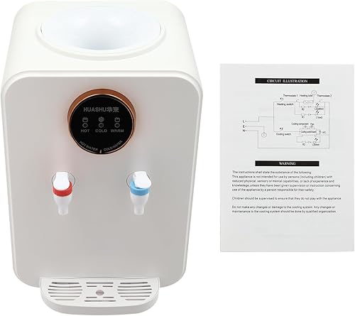 Miniatura 7 de Dispensador de agua de encimera premium, dispensador de agua calientefría, dispensador de agua de carga superior (blanco)