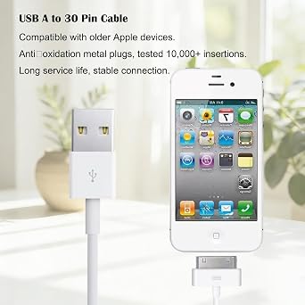 30 Pin USB Data Sync Charging Lead Wire for Old iPhone Charger Cable