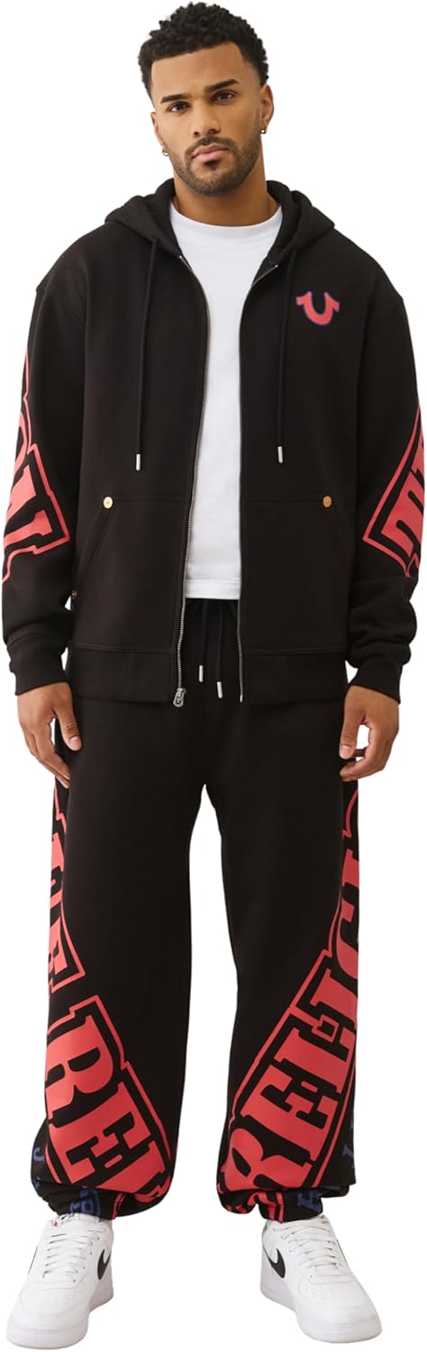 True Religion Overt Arch Logo Baggy Joggers for Men – Oversized Sweatpants with Drawstring Waist & Pockets - Image 2