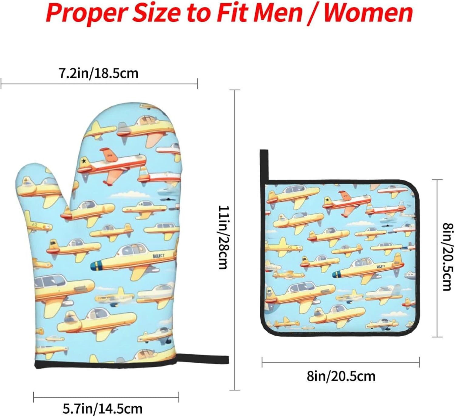 Many cartoon small Airplanes Kitchen baking four piece set, fit for cooking and baking, oven, microwave, and outdoor barbecue