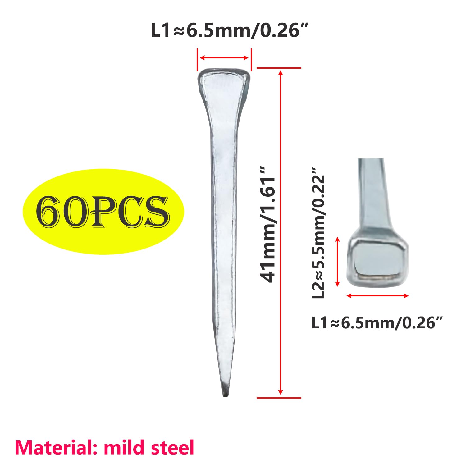 Ctyjia 60 PCS Horse Hoof Nails, E2(41mm) Horseshoe Nails Horse Tool Equipment Accessories - Image 2