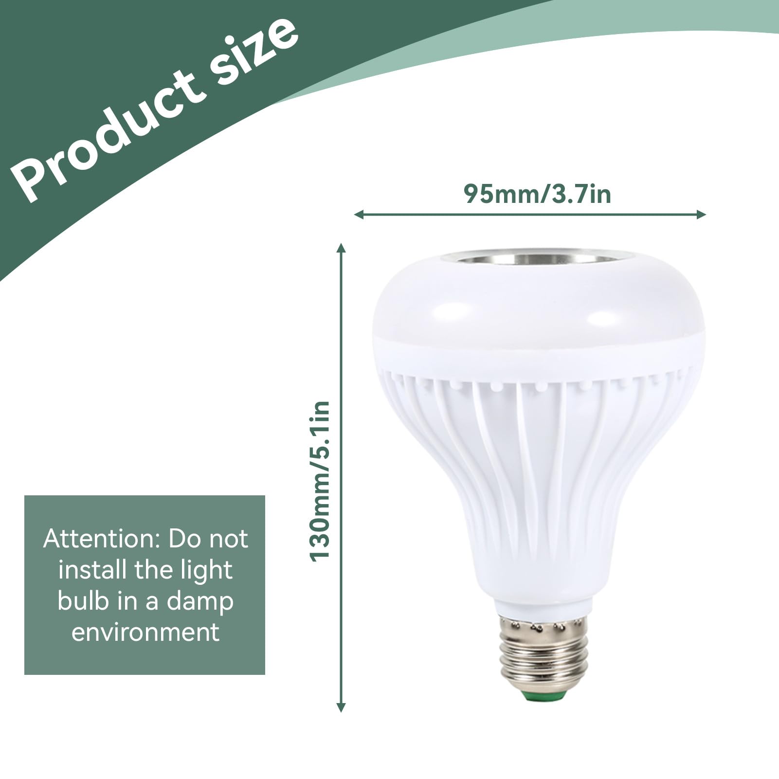 HERCHR Colour Changing Bulb E27 10W Dimmable with Bluetooth Speaker,Remote Control Smart Bulb Multicolor RGB Lightbulb Bulb Wireless Music Playing - Image 2