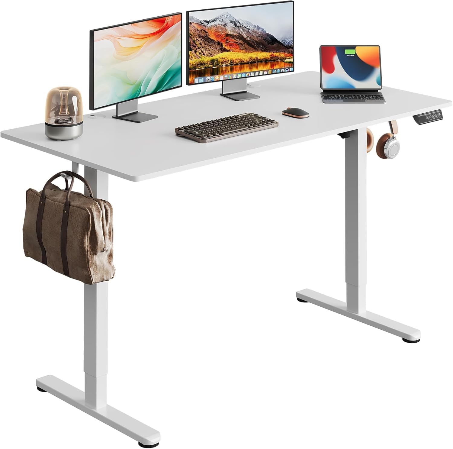 DEVAISE 55 x 28 Inch Electric Standing Desk One-Piece Desktop Seamless Adjustable Height Table Sit to Stand Desk