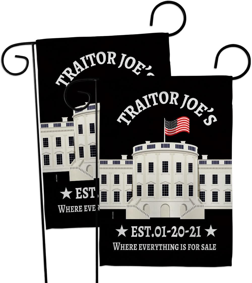 Traitor Joe's Sales Garden Flag 2pcs Pack Americana Political President Democrat Republican Tea Party United State American Election House Banner Small Yard Gift Double-Sided, Made in USA