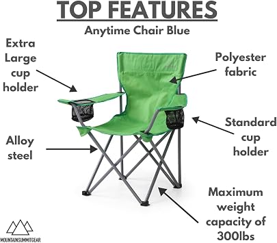 MOUNTAIN SUMMIT GEAR エニータイムチェア キャンプ スポーツ アウトドア用 キャリーバッグ付き 大人用キャンプチェア アウトドア用折りたたみチェア Caddis Sports Inc