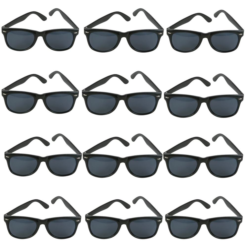 10 Pack Retro Wayfarer Sunglasses - 80's Blue Brothers Style, UV400 Protection, One Size Fits All