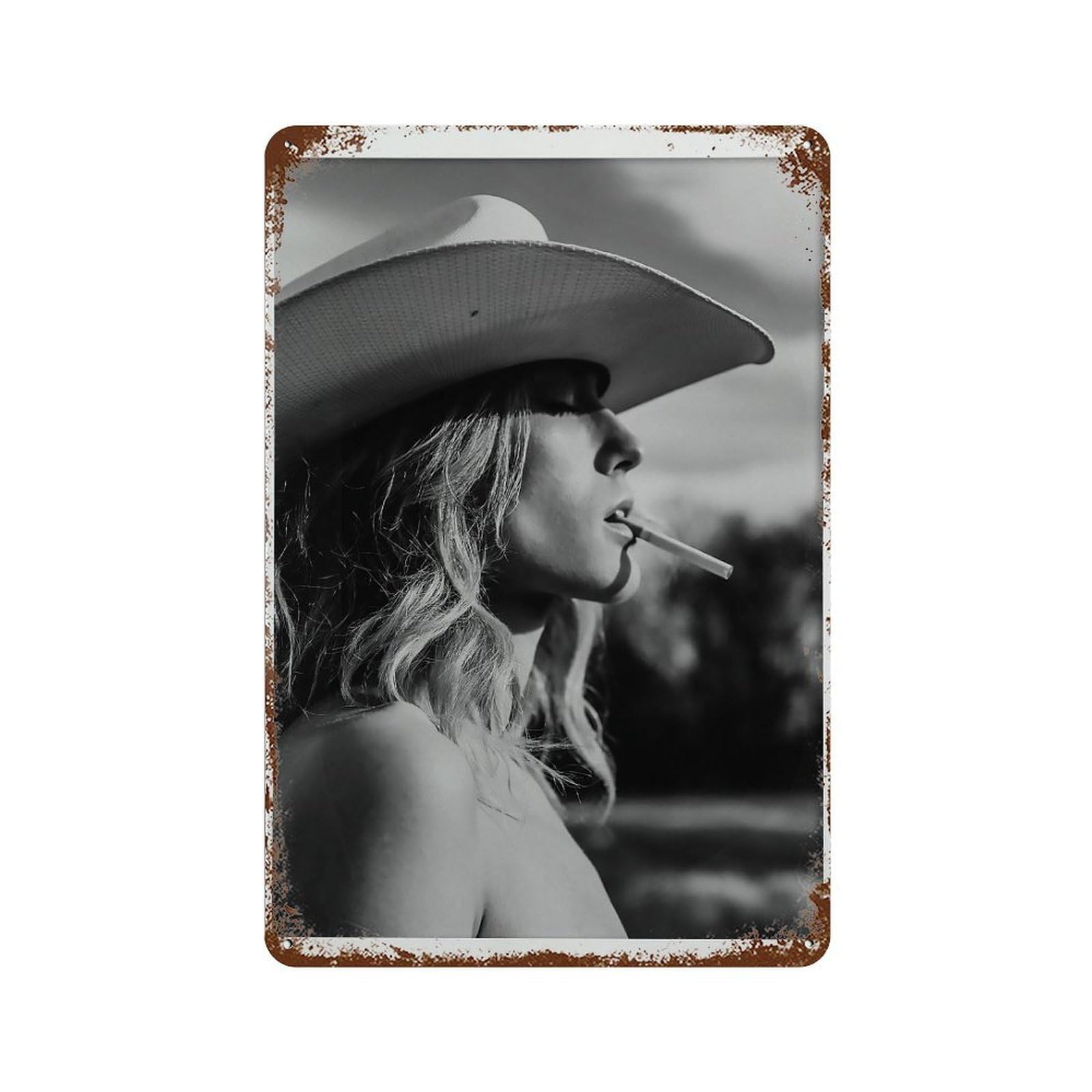 xiaoxiaoshen Retro Cowgirl Smoking Wild West Feminist Wall Decor Art Metal Tin Poster Modern Home Decor Art Home Bar Shop Decorations Vintage Sign 30x20cm