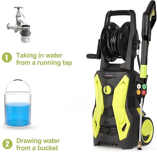 Miniatura 3 de Lavadora de energía eléctrica, Max.4000PSI 2.8GPM Lavadora a presión con pistola pulverizadora, 5 boquillas adaptadoras, tanque de jabón para