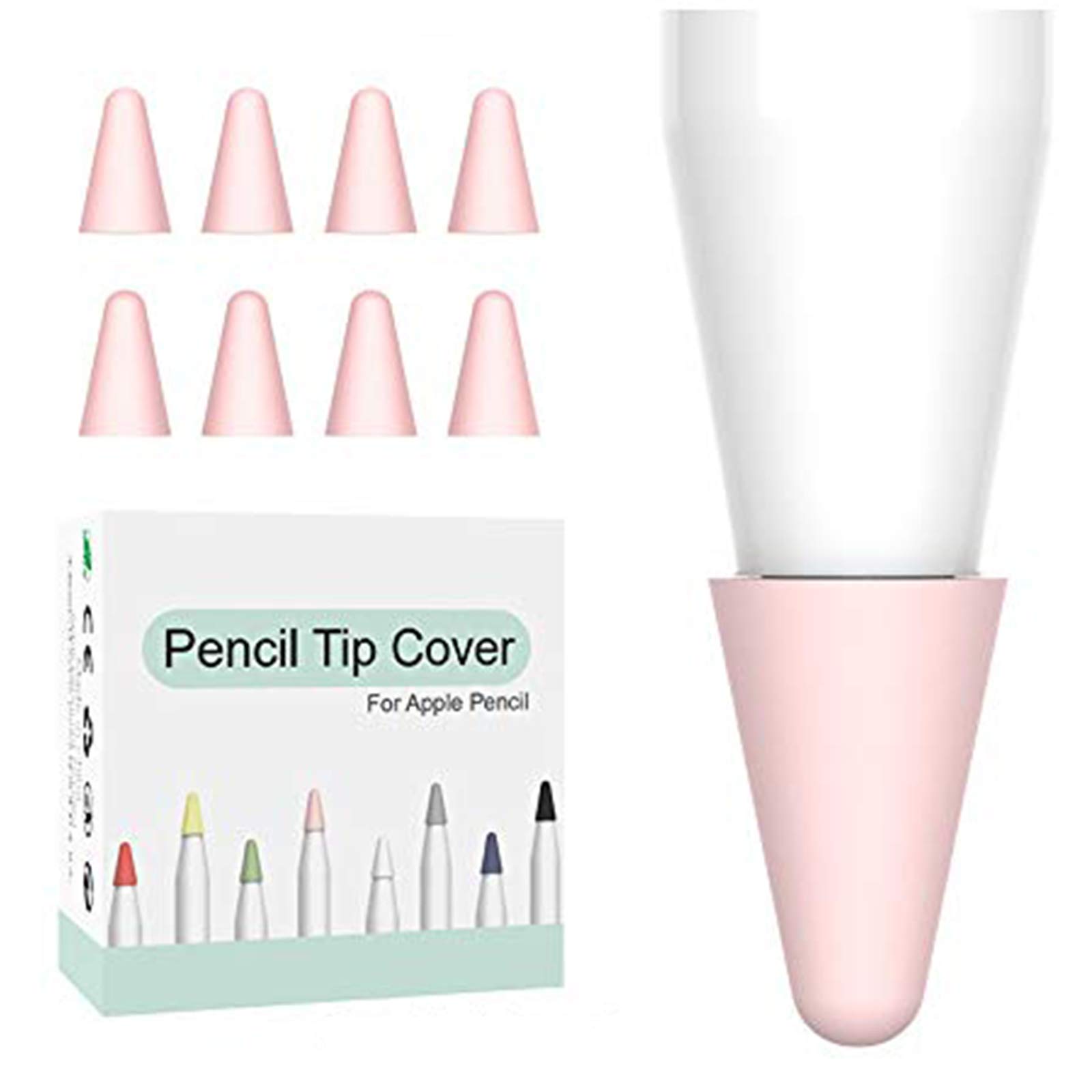 OneCut 8 Pcs Silicone Pencil Nib/Tip Protector Cap for Drawing Noiseless Compatible for Apple Pencil 1st/2nd Replacement Non-Slip Writing Nib/Tip Protector (Pink)