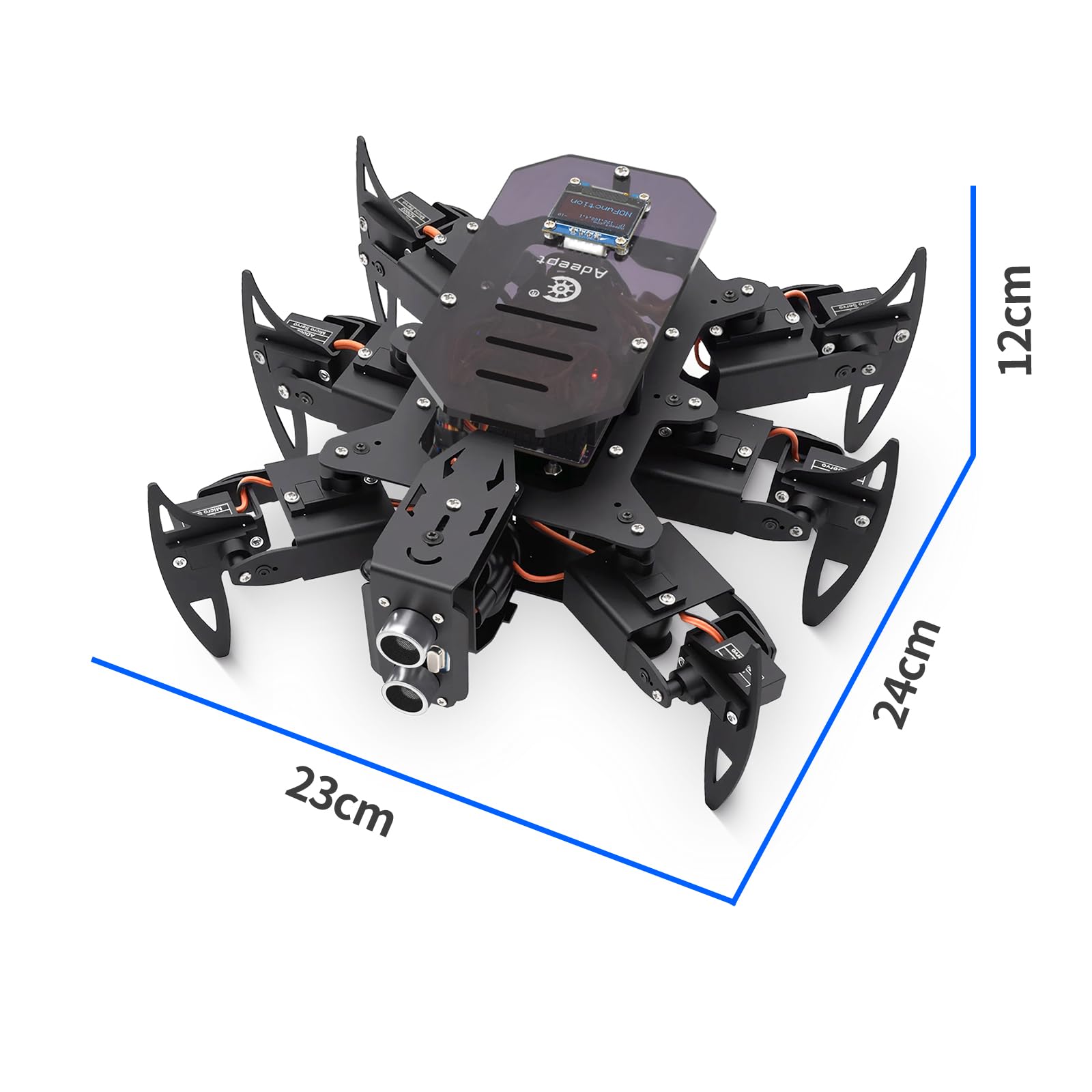 Adeept Ultimate Hexapod Spider Robot Kit, cuerpo de metal, programación Arduino, control remoto WiFi/IR con pantalla OLED, Python/APP, kit de robótica educativa STEM para adultos y adolescentes con