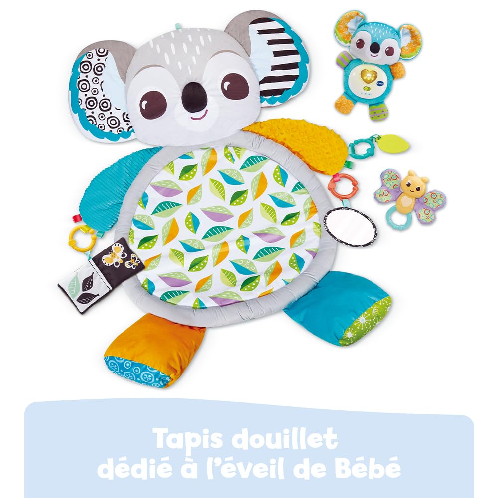 VTech - Tapis d’Éveil Koala Câlin, Tapis d'Éveil Bébé Sensoriel et Évolutif, Jouet d'Activité et de Développement, Hochets et Anneau de Dentition, Cadeau de Naissance Bébé - Contenu en Français