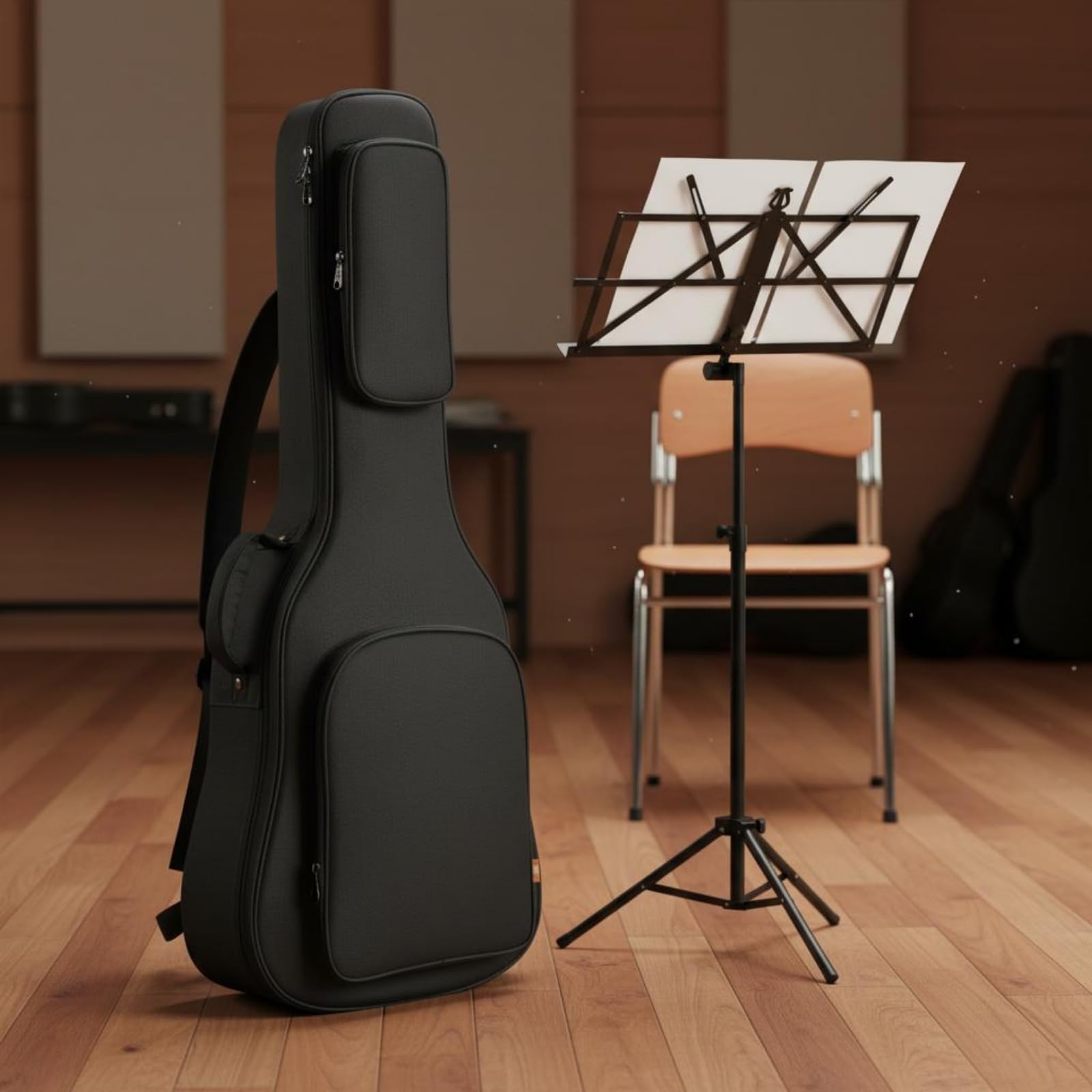 harayaa Funda Impermeable para Guitarra Clásica Bolso Estuche Mochila Acolchada con Correas Ajustables y Asa Lateral Material, Funda De Guitarra De 36 Pulgadas, Modelo Reforzado, Negro Estándar