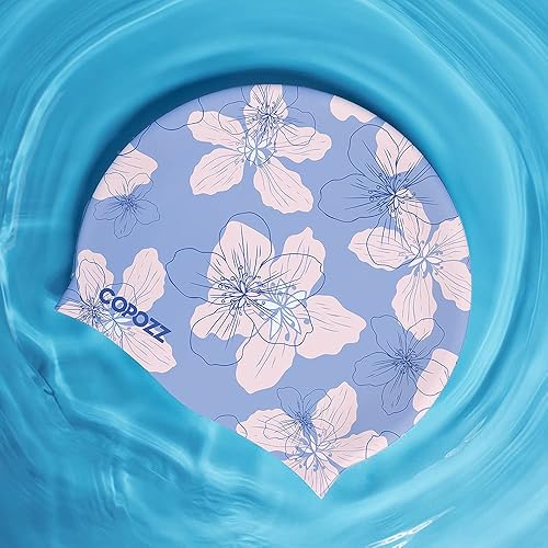 Miniatura 6 de COPOZZ Gorro de natación para adultos, de silicona, impermeable, cómodo, gorro de natación para cabello largo y corto