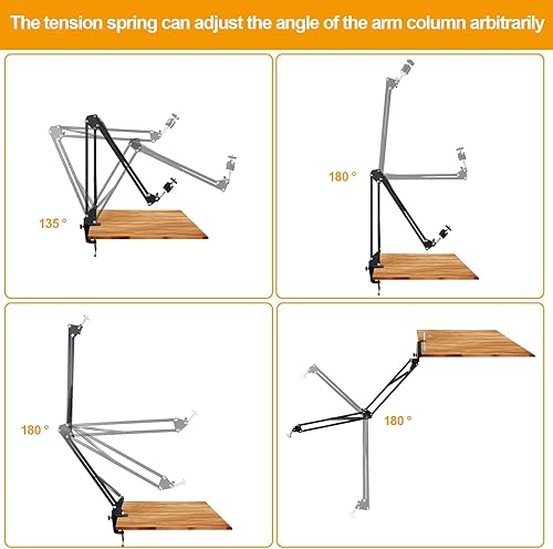 Miniatura 5 de Wisamic Anillo de luz de soporte de teléfono para grabación con soporte y soporte para cámara, anillo de luz de escritorio para YouTube Live Stream,