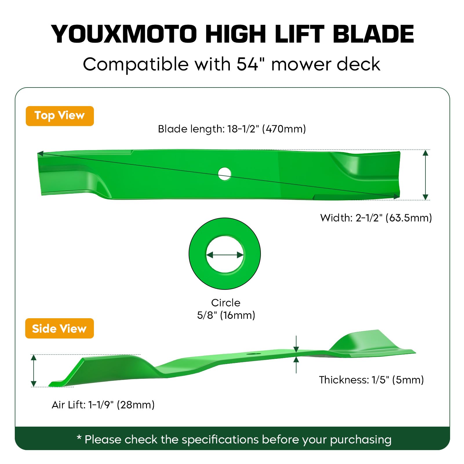 Amazon.com : Youxmoto 02961700 54'' Mower Blades 70763400 for