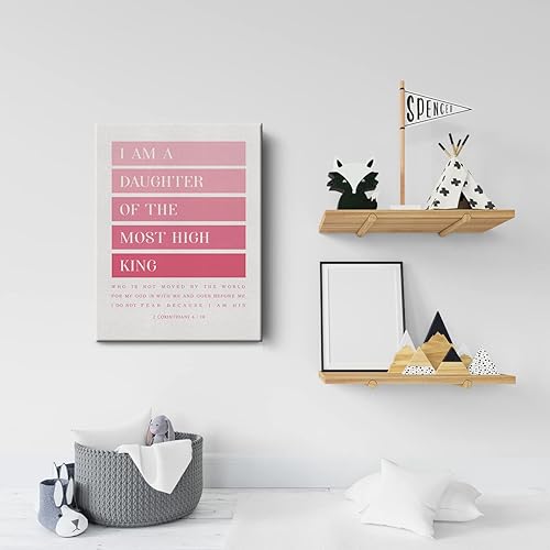 Miniatura 5 de Lienzo impreso con versículo bíblico rosa "I am a Daughter of the Most High King 2 Corinthians 6 18 pósteres de pintura de pared, obra de arte de 12