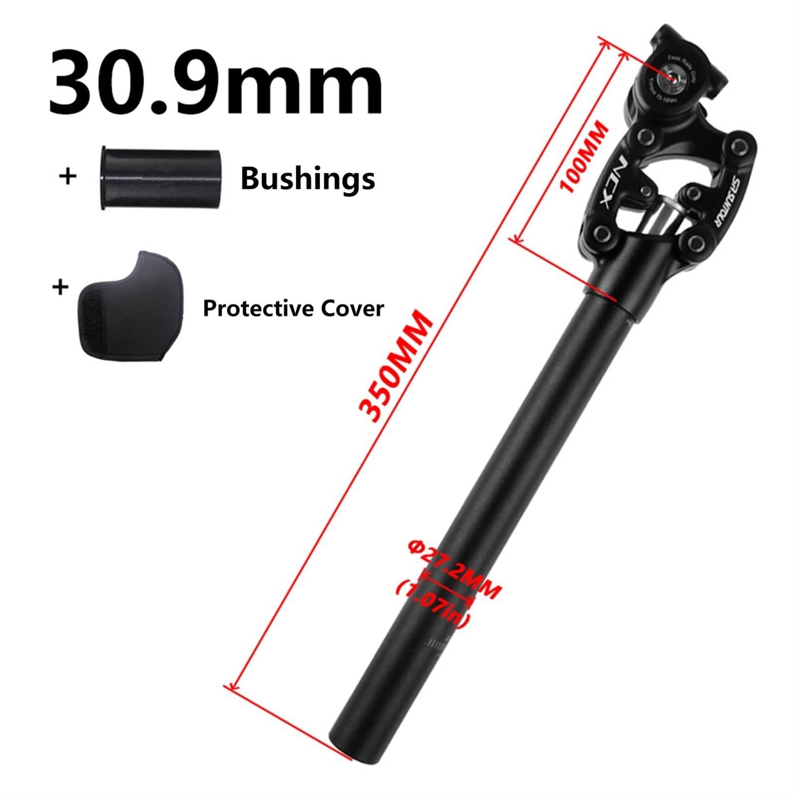 Reggisella ammortizzato per Bicicletta 27.2/28.6/30.0/30.4/30.9/31.6/33.9x350mm - SP 12 NCX Ammortizzatore per Sella Ammortizzata da Mountain Bike, reggisella ammortizzato per ebik
