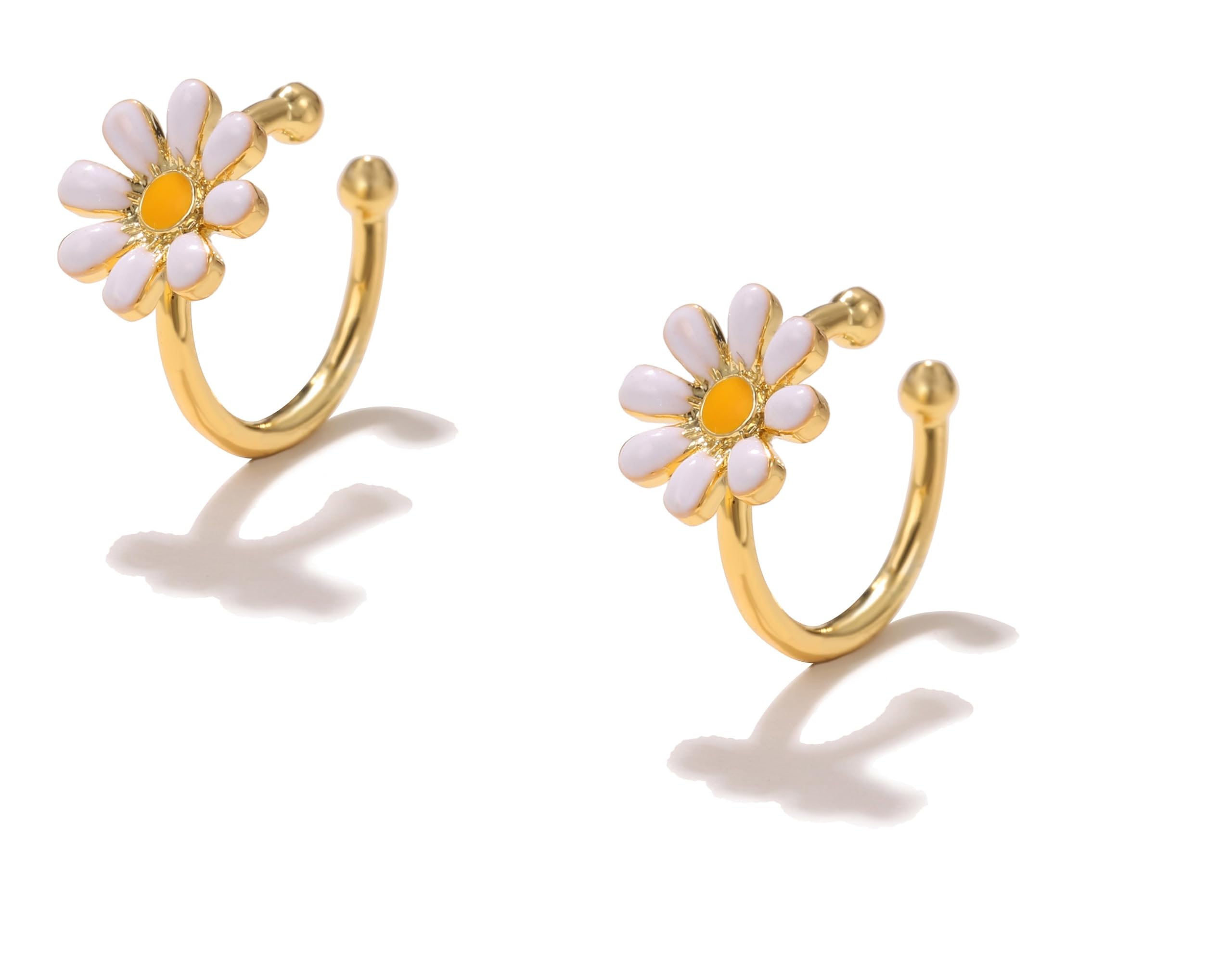 El Regalo 1Pair Daisy Flower Non Piercing Ear Cuff Earrings- Flower Cartilage Clip On Fake Huggie Hoops Earrings for Women Teen Girls Bff (B0D7674M9W) Amazon Price History, Amazon Price Tracker
