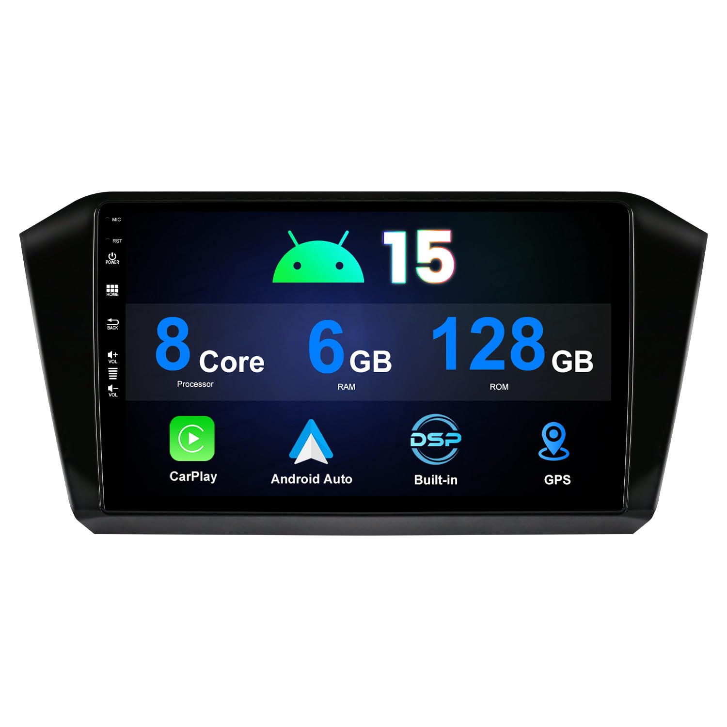 Radio Coche 10 Pulgadas IPS Pantalla Táctil 6GB + 128GB Android 15 con GPS Cámara Carplay WiFi SWC DSP para Volkswagen Passat B8 2015-2019