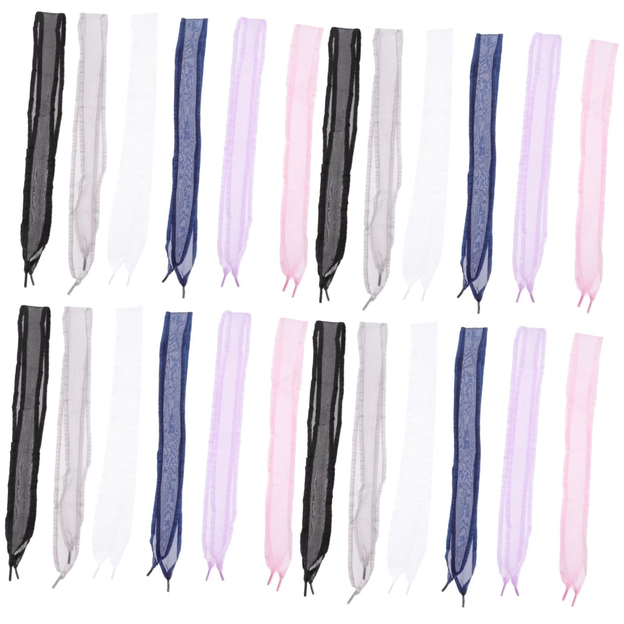 24paires Lacets Chiffon Lacets à Ruban Pour Sneakers Parfaits Pour Femmes Et Filles