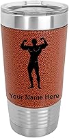 Vista 15 de LaserGram 20oz Vacuum Insulated Tumbler Mug, Bodybuilder, Personalized Engraving Included (Faux Leather, Gray)