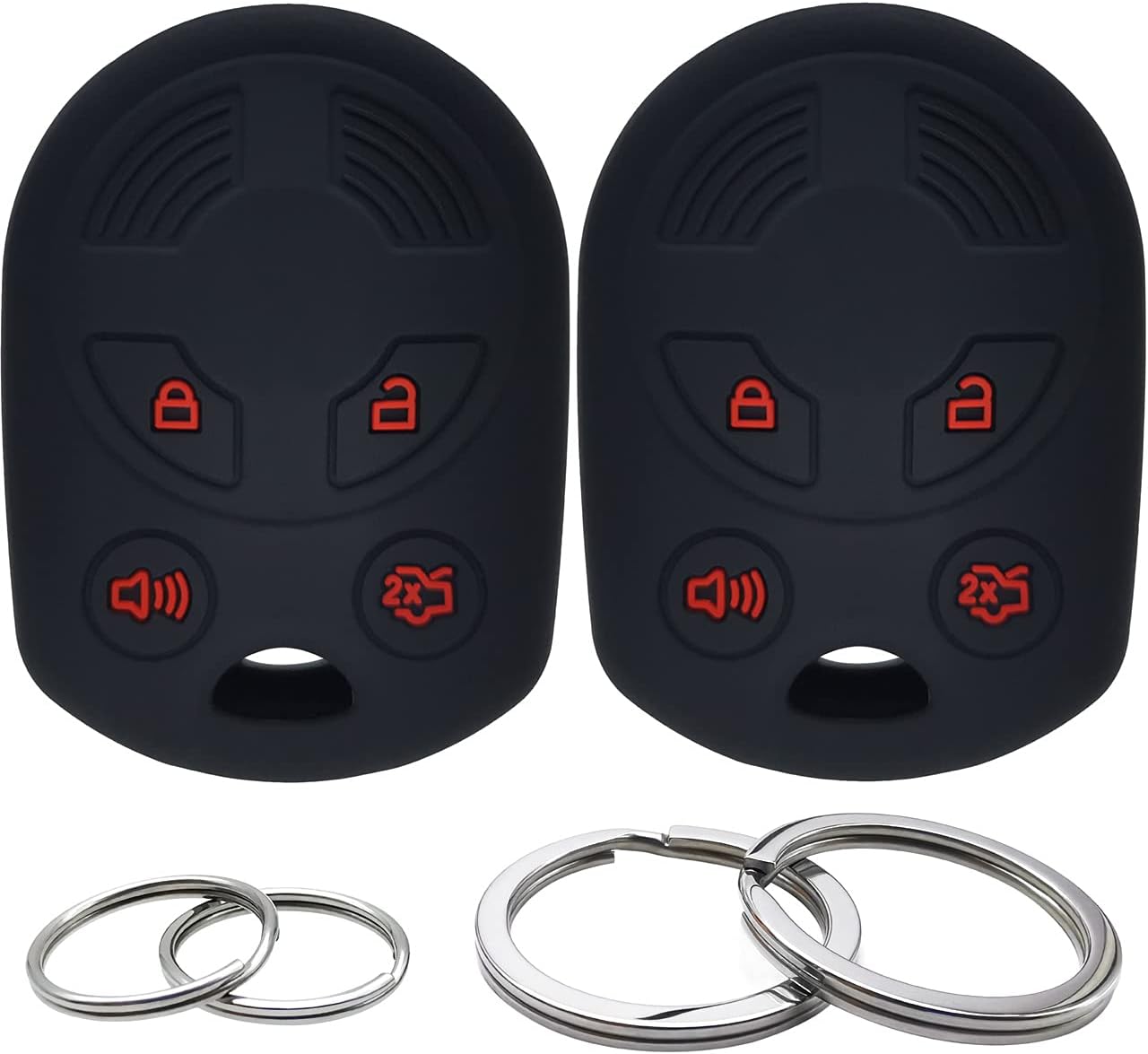 Qty(2) Black Silicone Key Fob Cover Case Jacket Protector For Chevrolet